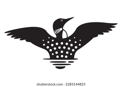 Loon spreading wings vector icon