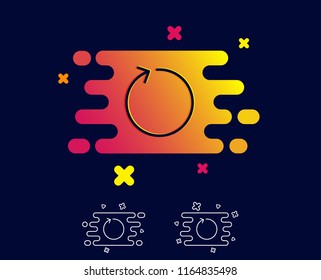 Loop arrow line icon. Refresh Arrowhead symbol. Navigation pointer sign. Gradient banner with line icon. Abstract shape. Vector