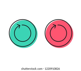 Loop arrow line icon. Refresh Arrowhead symbol. Navigation pointer sign. Positive and negative circle buttons concept. Good or bad symbols. Loop Vector