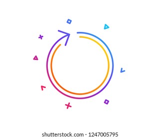 Loop arrow line icon. Refresh Arrowhead symbol. Navigation pointer sign. Gradient line button. Loop icon design. Colorful geometric shapes. Vector