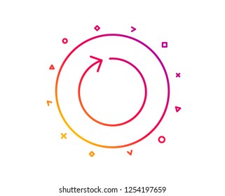 Loop arrow line icon. Refresh Arrowhead symbol. Navigation pointer sign. Gradient pattern line button. Loop icon design. Geometric shapes. Vector