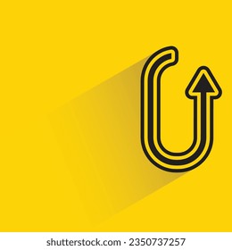 loop arrow with shadow on yellow background