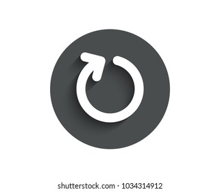 Loop arrow simple icon. Refresh Arrowhead symbol. Navigation pointer sign. Circle flat button with shadow. Vector