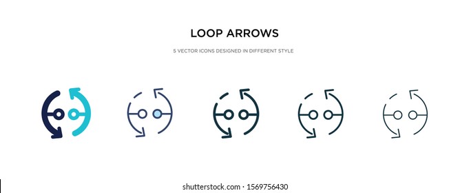 loop arrows icon in different style vector illustration. two colored and black loop arrows vector icons designed in filled, outline, line and stroke style can be used for web, mobile, ui