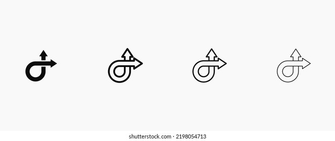 Loop arrows vector icon. Two different ways to move vector