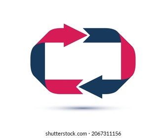 Loop arrows vector logo or sign, double arrows refresh symbol, teamwork concept, cooperation and interaction, swap and exchange.