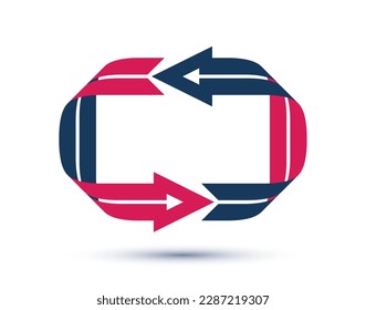 Loop flechas vectorial logo o signo, símbolo de actualización de doble flechas, concepto de trabajo en equipo, cooperación e interacción, intercambio y intercambio.