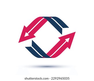 Loop arrows vector logo or sign, double arrows refresh symbol, teamwork concept, cooperation and interaction, swap and exchange.