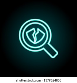 Loop Broken Shield neon icon. Elements of Virus, antivirus set. Simple icon for websites, web design, mobile app, info graphics
