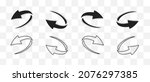 Loop circle arrow icon set. Vector illustration. Black rotate cursor. Arrows with shadow. EPS 10.