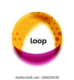 Loop circle business icon, created with glass transparent color shapes. Vector abstract round design