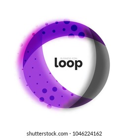 Loop circle business icon, created with glass transparent color shapes. Vector abstract round design