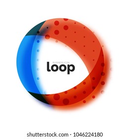 Icono de negocio de círculo de bucle, creado con formas de color transparentes de vidrio. Diseño de redondeo abstracto vectorial