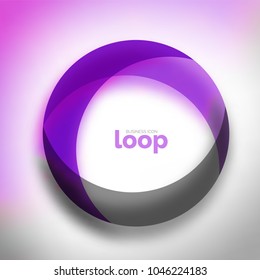 Loop circle business icon, created with glass transparent color shapes. Vector abstract round design
