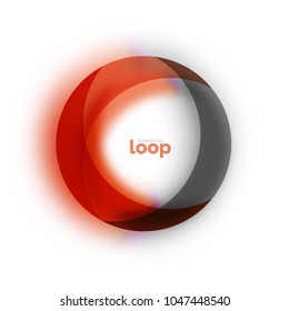 Loop circle business icon, created with glass transparent color shapes. Vector abstract round design