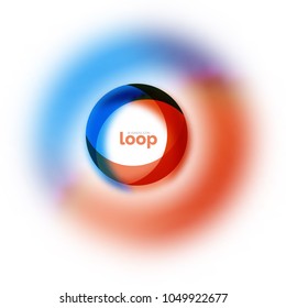 Loop Circle Business Icon, erstellt mit glastransparenten Farbformen. Abstraktes Vektordesign