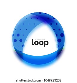 Loop circle business icon, created with glass transparent color shapes. Vector abstract round design