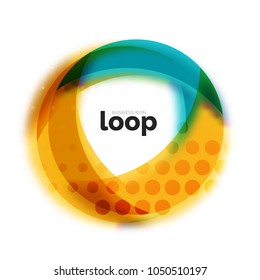 Loop circle business icon, created with glass transparent color shapes. Vector abstract round design