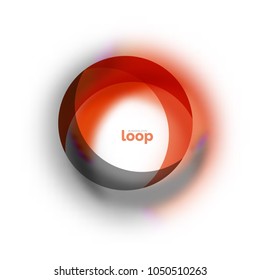 Icono de negocio de círculo de bucle, creado con formas de color transparentes de vidrio. Diseño de redondeo abstracto vectorial