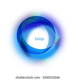 Loop circle business icon, created with glass transparent color shapes. Vector abstract round design