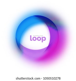 Loop Circle Business Icon, erstellt mit glastransparenten Farbformen. Abstraktes Vektordesign