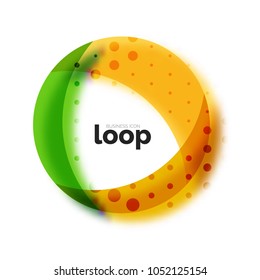 Loop circle business icon, created with glass transparent color shapes. Vector abstract round design