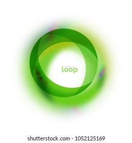 Loop Circle Business Icon, erstellt mit glastransparenten Farbformen. Abstraktes Vektordesign