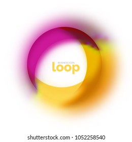 Loop circle business icon, created with glass transparent color shapes. Vector abstract round design