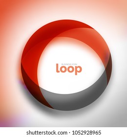 Loop circle business icon, created with glass transparent color shapes. Vector abstract round design