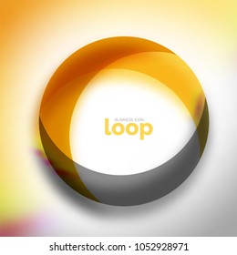 Loop circle business icon, created with glass transparent color shapes. Vector abstract round design