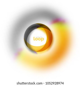 Icono de negocio de círculo de bucle, creado con formas de color transparentes de vidrio. Diseño de redondeo abstracto vectorial