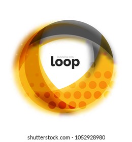 Loop circle business icon, created with glass transparent color shapes. Vector abstract round design