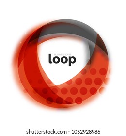 Loop circle business icon, created with glass transparent color shapes. Vector abstract round design