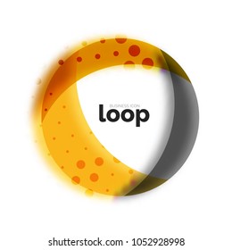 Icono de negocio de círculo de bucle, creado con formas de color transparentes de vidrio. Diseño de redondeo abstracto vectorial