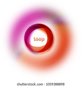 Loop Circle Business Icon, erstellt mit glastransparenten Farbformen. Abstraktes Vektordesign