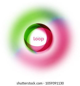 Loop Circle Business Icon, erstellt mit glastransparenten Farbformen. Abstraktes Vektordesign