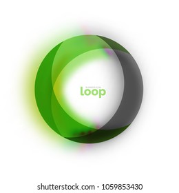 Loop circle business icon, created with glass transparent color shapes. Vector abstract round design