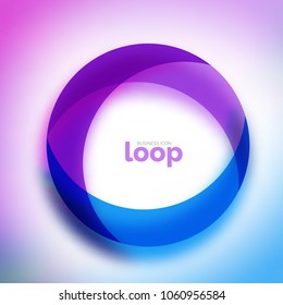 Icono de negocio de círculo de bucle, creado con formas de color transparentes de vidrio. Diseño de redondeo abstracto vectorial
