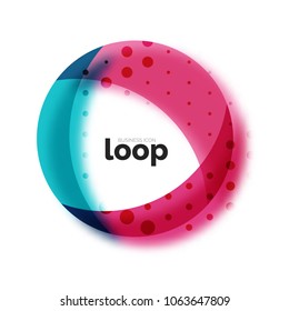 Loop Circle Business Icon, erstellt mit glastransparenten Farbformen. Abstraktes Vektordesign