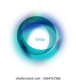 Loop circle business icon, created with glass transparent color shapes. Vector abstract round design