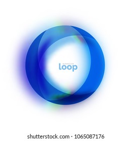 Loop circle business icon, created with glass transparent color shapes. Vector abstract round design
