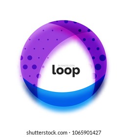 Loop Circle Business Icon, erstellt mit glastransparenten Farbformen. Abstraktes Vektordesign
