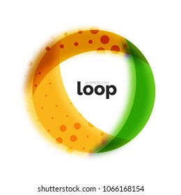 Loop circle business icon, created with glass transparent color shapes. Vector abstract round design