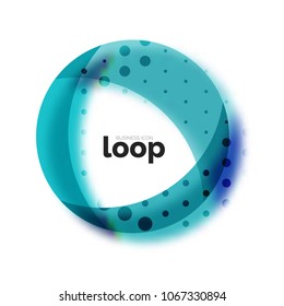 Icono de negocio de círculo de bucle, creado con formas de color transparentes de vidrio. Diseño de redondeo abstracto vectorial