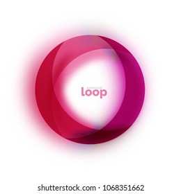 Loop circle business icon, created with glass transparent color shapes. Vector abstract round design