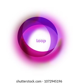 Icono de negocio de círculo de bucle, creado con formas de color transparentes de vidrio. Diseño de redondeo abstracto vectorial