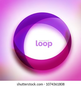 Loop circle business icon, created with glass transparent color shapes. Vector abstract round design
