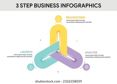 Loop curve infographic template with 3 options, steps, parts, segments. Business concept. marketing infographic vector illustration.