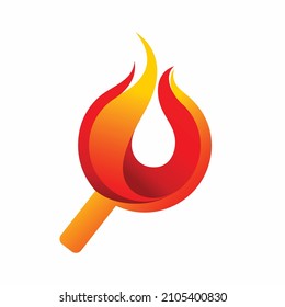 Loop-Feuer-Logo mit Lupe-Konzept
