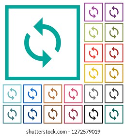 Loop flat color icons with quadrant frames on white background